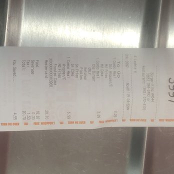 Burger King - What I was charged - Burgers Near Me - Goose Creek, South Carolina