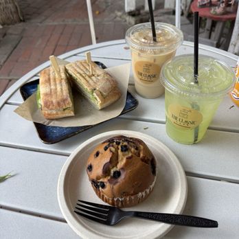 The Classic Cafe - Pesto turkey panini, blueberry muffin, chai latte, forest lemonade - Coffee & Tea Near Me - Fullerton, California