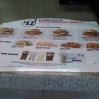 Jack in the Box - menu options on the counter. - Fast Food Near Me - North Hollywood, California