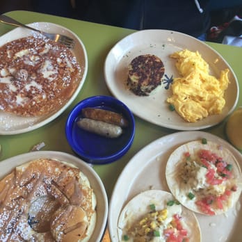 Snooze, an A.M. Eatery - Delicious pineapple Upside down and coffee & donut pancake. - Breakfast & Brunch Near Me - Boulder, Colorado