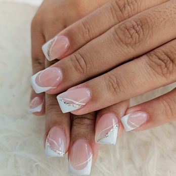Modern Nails - French Tip nails with design - Nail Salons Near Me - Houston, Texas Modern Nails - French Tip nails with design - Nail Salons Near Me - Houston, Texas