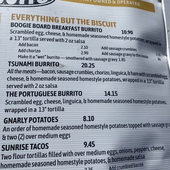 Beachin’ Biscuits - Menu - Breakfast & Brunch Near Me - Pismo Beach, California