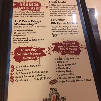 Allan's Fireside Grill - Special menu which you don't see online - Restaurants Near Me - Saugeen Shores, Ontario Allan's Fireside Grill - Special menu which you don't see online - Restaurants Near Me - Saugeen Shores, Ontario