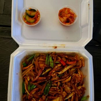 Shilla Korean Restaurant - Stir fried Jjamppong and kimchi - Korean Near Me - Sarasota, Florida