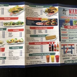 Marlin Restaurant - From side of menu as of 11.14.2020