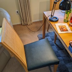 Furniture Rescue - Leather was chosen over fabric for easier cleaning of spills AND the look.