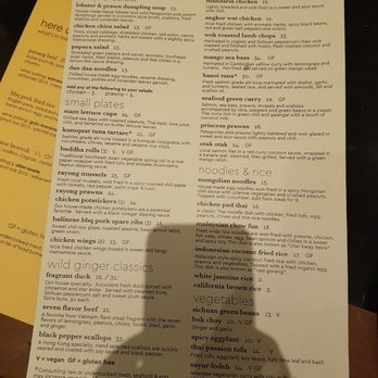 Wild Ginger - The menu - Thai Near Me - Seattle, Washington