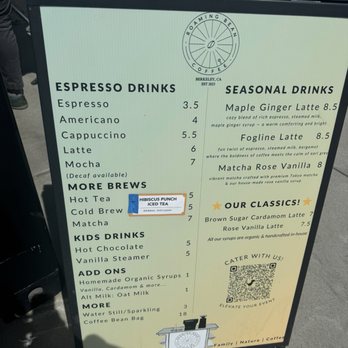 Roaming Bean Coffee - Menu - Coffee & Tea Near Me - Berkeley, California