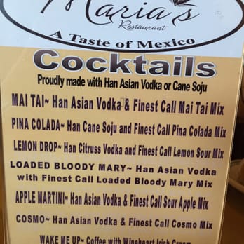 Maria's Restaurant - Cocktails menu - Mexican Near Me - Simi Valley, California