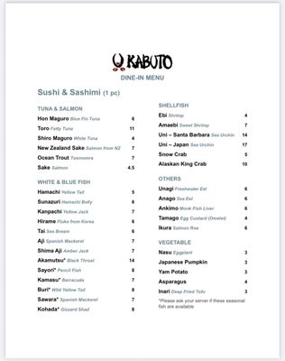 Menu photo 7 Kabuto Restaurant San Francisco, CA Menu photo 7 Kabuto Restaurant San Francisco, CA