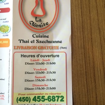 La Chinoise - Opening hours - Thai Near Me - Vaudreuil-Dorion, Quebec La Chinoise - Opening hours - Thai Near Me - Vaudreuil-Dorion, Quebec