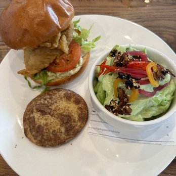Mogans Oyster House - Fish sandwich lunch with chopped wedge and snickerdoodle - Seafood Near Me - Salisbury, Maryland
