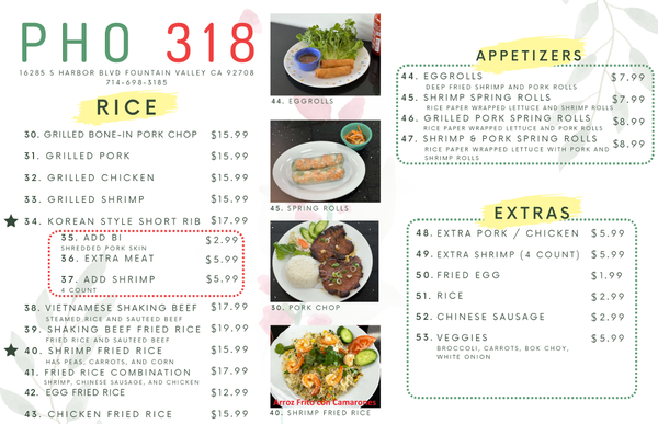 Menu photo 5 PHO 318 Fountain Valley, CA