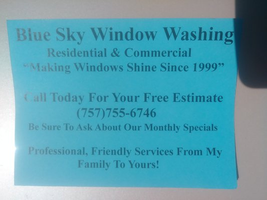 Blue Sky Window Washing
