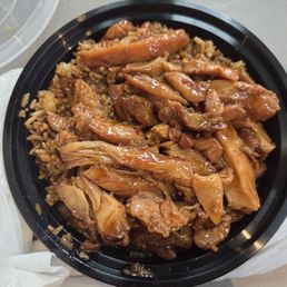 Bourbon chicken and fried rice Bourbon chicken and fried rice