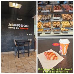 Dunkin' - 1'4'2026 Raspberry Striped Croissant, and Bold Breakfast Tea.