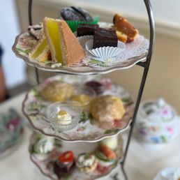 three tiered trays of pastries
