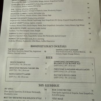 The Roosevelt - Wine list - Southern Near Me - Richmond, Virginia