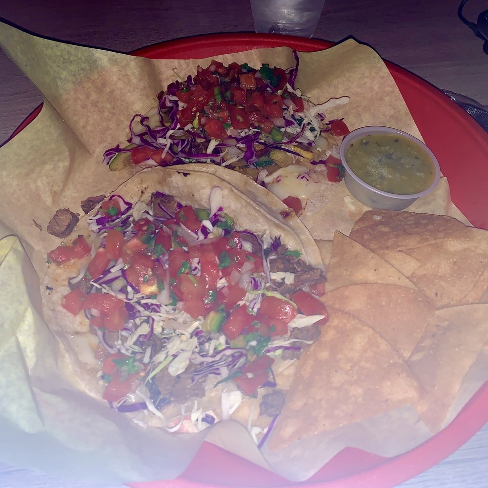 Cabo Cantina - steak taco (bottom), veggie taco (top) - Mexican Near Me - Venice, California Cabo Cantina - steak taco (bottom), veggie taco (top) - Mexican Near Me - Venice, California