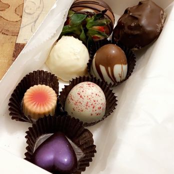The Chocolaterie Luxury Chocolates - Lavender, red velvet, tiramisu, marshmallow covered with dark chocolate, coconut with white chocolate, and a strawberry chocolate - Chocolatiers & Shops Near Me - Duluth, Georgia The Chocolaterie Luxury Chocolates - Lavender, red velvet, tiramisu, marshmallow covered with dark chocolate, coconut with white chocolate, and a strawberry chocolate - Chocolatiers & Shops Near Me - Duluth, Georgia