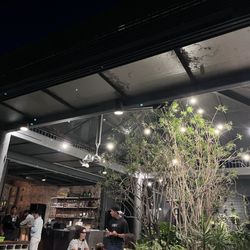 Eddie Fine Burgers - Outdoor looking in toward bar.
