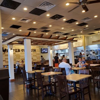 Super Chicken - Go to far left to start your order. Tables x-ed off for social distancing - Latin American Near Me - Vienna, Virginia