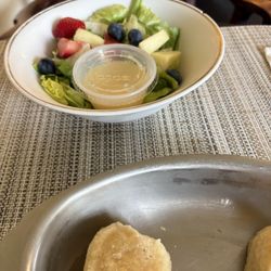 Main Street Market Cafe - Homemade biscuits and house salad with fruit and fresh ginger  dressing