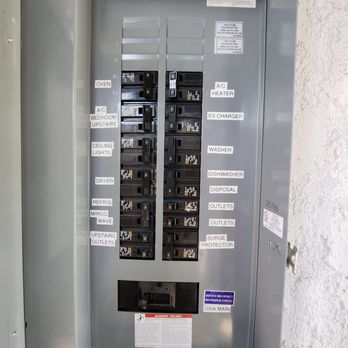 OC Electric - Inside the new 200 Amp electrical panel with new circuit breakers - Electricians Near Me