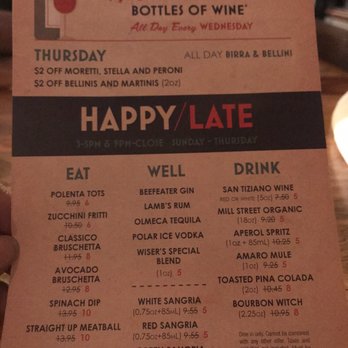 Scaddabush - Happy Hour Menu - Italian Near Me - Mississauga, Ontario