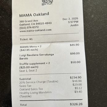 Mama - Taxes charged - Italian Near Me - Oakland, California Mama - Taxes charged - Italian Near Me - Oakland, California