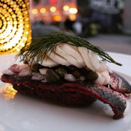 Restaurant PUK - Herrings from the Danish Island Christiansø smørrebrød (88NOK) - food - Dansk Near Me - København, 84