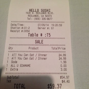 Hello Sushi - Charged my 9 yr old $24.99, then $3.00 additional charge for leaving 6 pieces! What a joke. - Japanese Near Me - Redlands, California