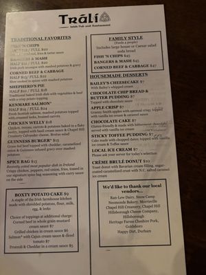 Menu photo 5 Trali Irish Pub & Restaurant Raleigh, NC Menu photo 5 Trali Irish Pub & Restaurant Raleigh, NC