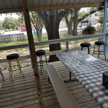 Aimee's Bluebird Cafe - Part of the covered patio - Cafes Near Me - Cuero, Texas