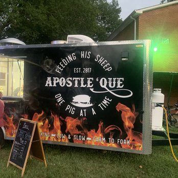 Apostle 'Que - eople standing in front of a food truck - Barbeque Near Me