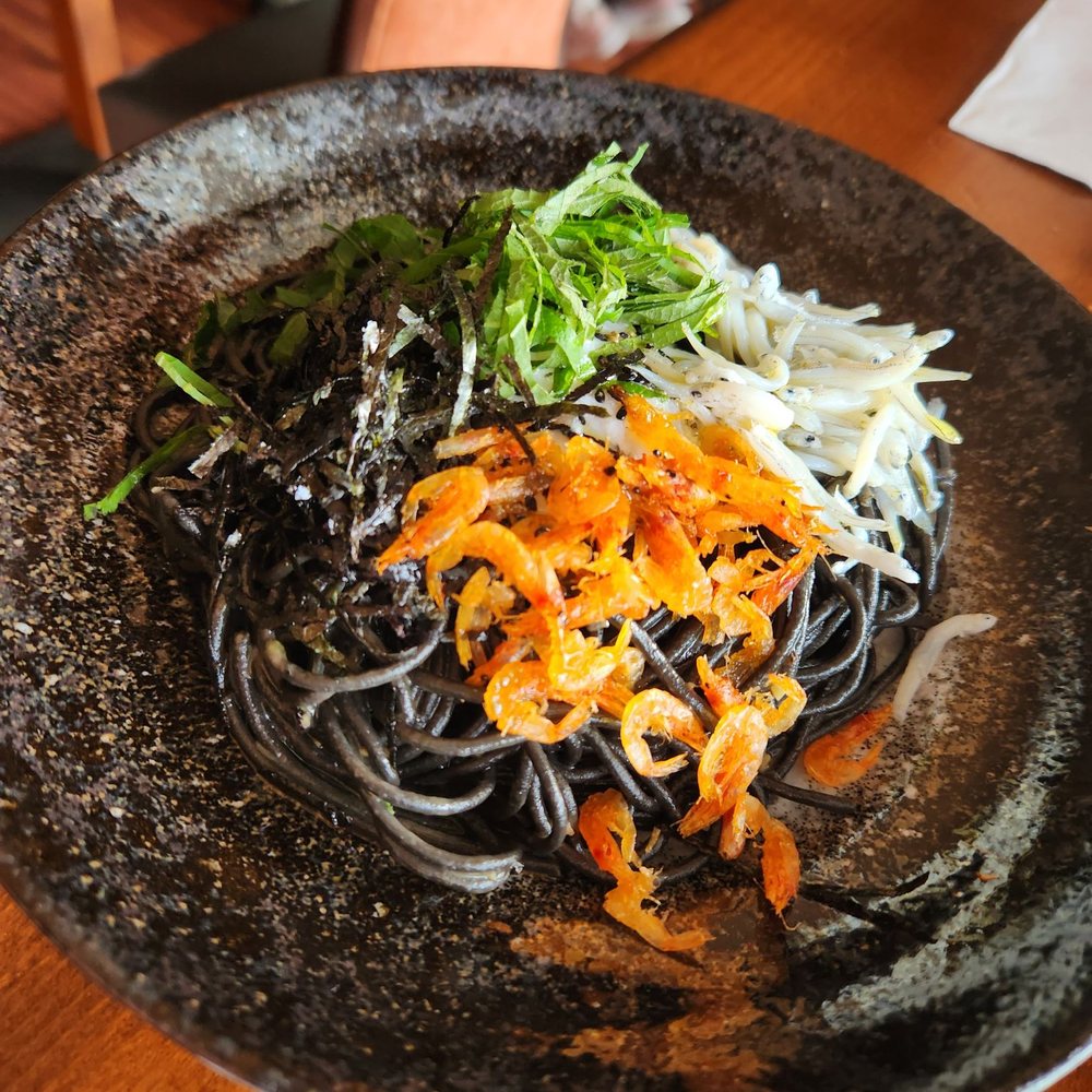Wasuta Pasta - Sakura shrimp squid ink spaghetti - Japanese Near Me - Richmond, British Columbia Wasuta Pasta - Sakura shrimp squid ink spaghetti - Japanese Near Me - Richmond, British Columbia