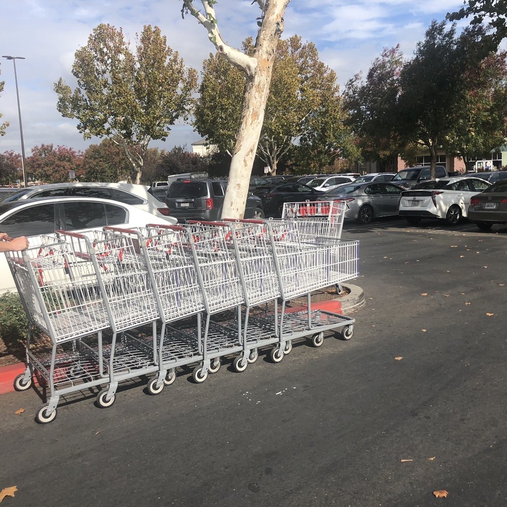 Costco Wholesale - Carts in the middle of Costco parking lot - Wholesale Stores Near Me - Turlock, California