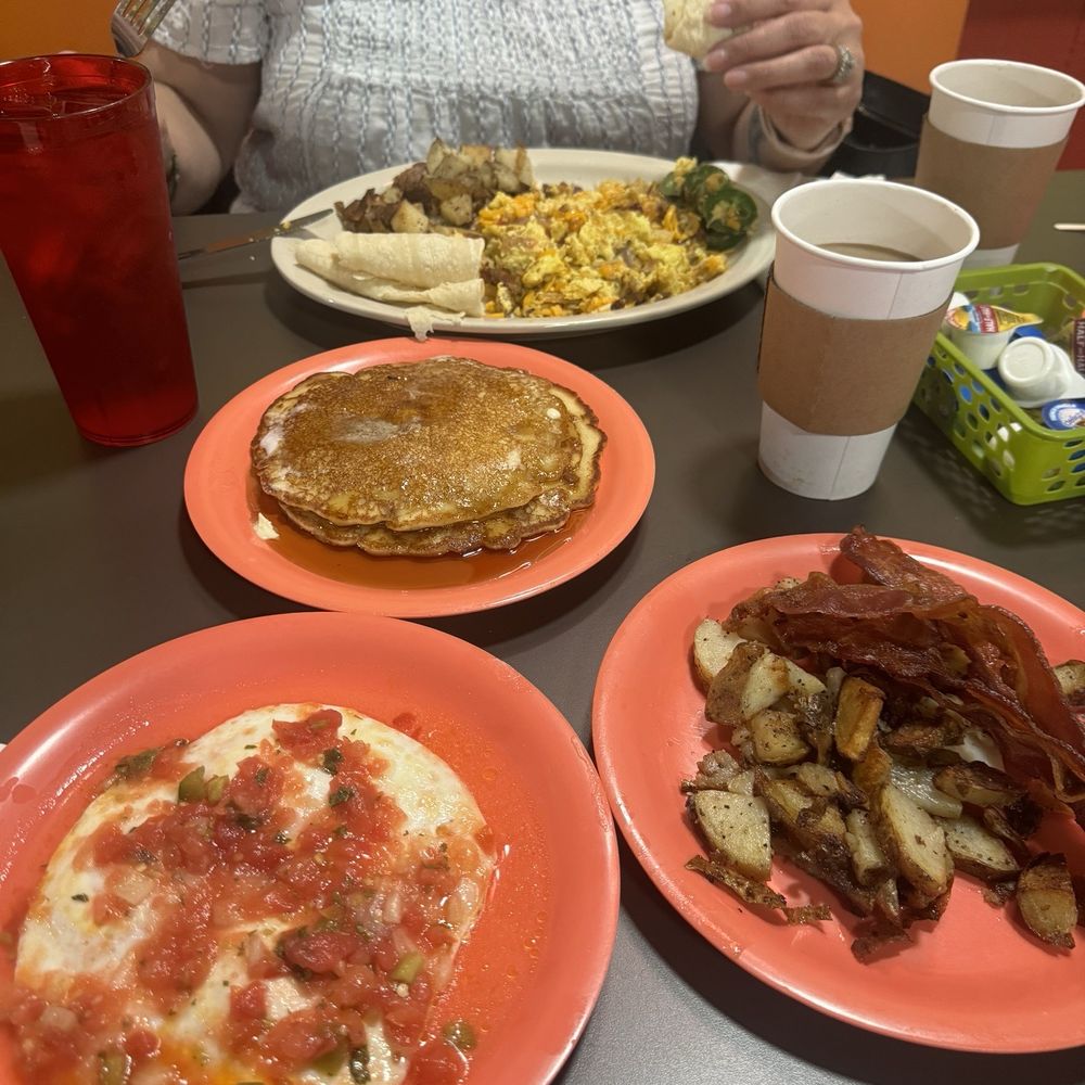 Beacon Cafe 287 - Our feast, Migas for Momma. Look at that huge plate! I had the AYCE buffet. - Breakfast & Brunch Near Me - Fort Worth, Texas