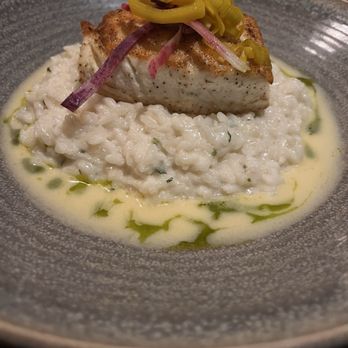 Pacific's Edge Restaurant - Pan Seared Alaskan Halibut on Citrus Risotto - Seafood Near Me - Carmel, California