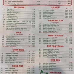 Shanghai Express - Menu