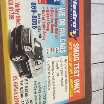 Piedra's Smog Test Only - Very convenient and nice service - Smog Check Stations Near Me - Walnut, California