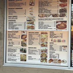 Extensive menu with Spanish, Cuban, Mexican and Tex Max choices. Seems like a lot of items but they make them fresh to order.