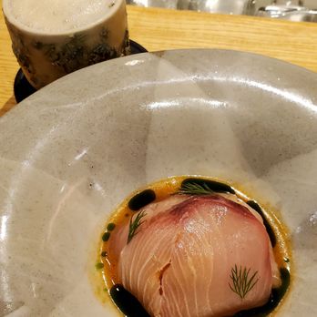 MĀZE - Omakase 1st: dry aged yellowtail - New American Near Me - Honolulu, Hawaii