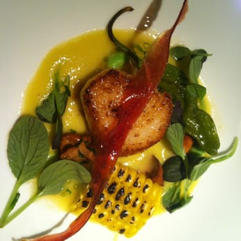 Morimoto - Scallop with corn and "tuna bacon" - Japanese Near Me - Philadelphia, Pennsylvania