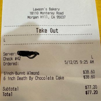 Lawson's Bakery - Little 6" cakes almost $40 each! That's just crazy. - Coffee & Tea Near Me - Morgan Hill, California