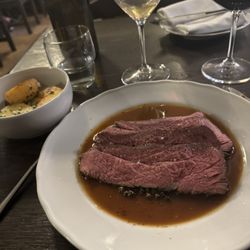 Roast beef green peppercorn, the flavor is insane, pasture raised. With their Pinot from Moravia is 2 die 4. WOW