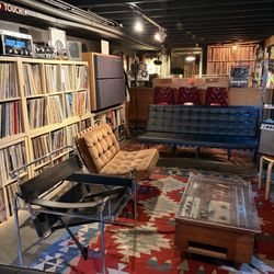 Little Horse Books & Vintage Vinyl, Stereo, Housewares - More listening lounge in the basement.