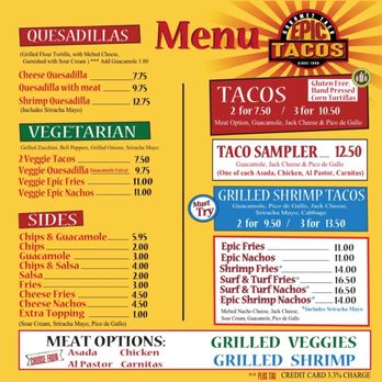 Epic Taco Truck - Here's the latest menu 5/20/21 - Food Trucks Near Me