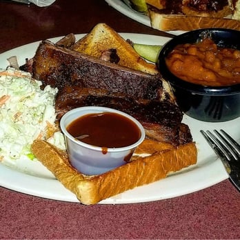 Jerry Neel's Bar-B-Q, Catfish, & Catering - Rib Dinner with slaw and beans. Yum! - Barbeque Near Me - Fort Smith, Arkansas