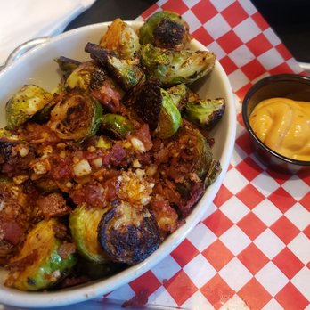 Sidelines MVP - Fried brussel sprouts. Garlicky and bacon. Yum! - Bars Near Me - Battle Ground, Washington Sidelines MVP - Fried brussel sprouts. Garlicky and bacon. Yum! - Bars Near Me - Battle Ground, Washington
